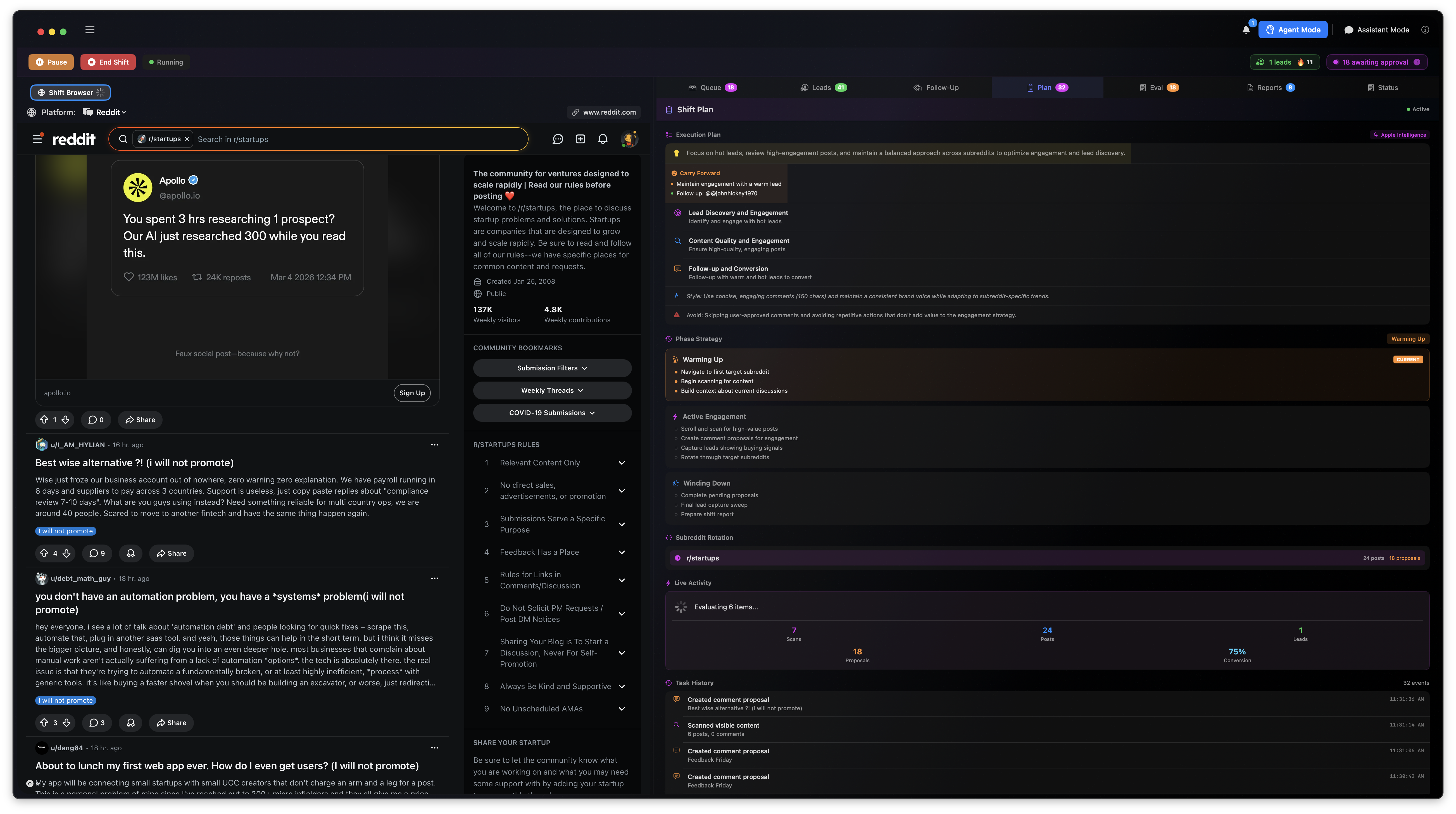FLXR on macOS — live shift and dashboard overview